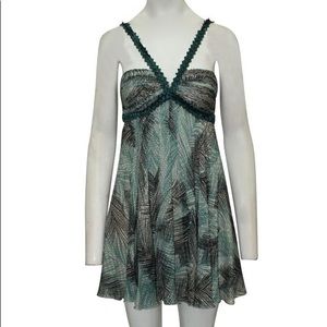BCBGMaxAzria Green Print Silk Mini Dress